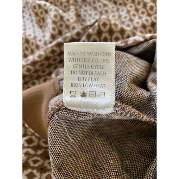 Max Studio London Womens Wide-Leg Geometric Pants L Polyester/Rayon Blend Tan - Picture 6 of 8